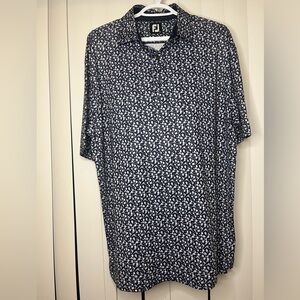 FootJoy Men's Black and White Floral Polo